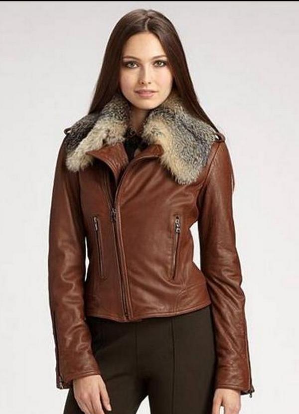 Кожаные куртки женские зимние