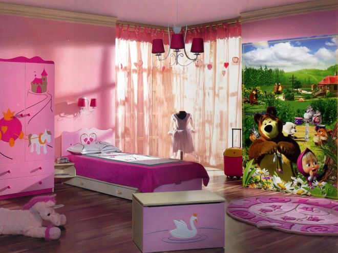 Kertas dinding di dalam bilik kanak-kanak - idea untuk kanak-kanak